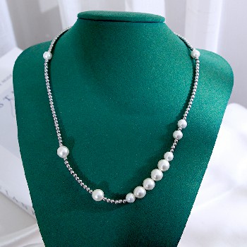 half pearl half chain necklace