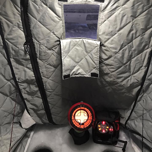 Ice fishing tent glam camp