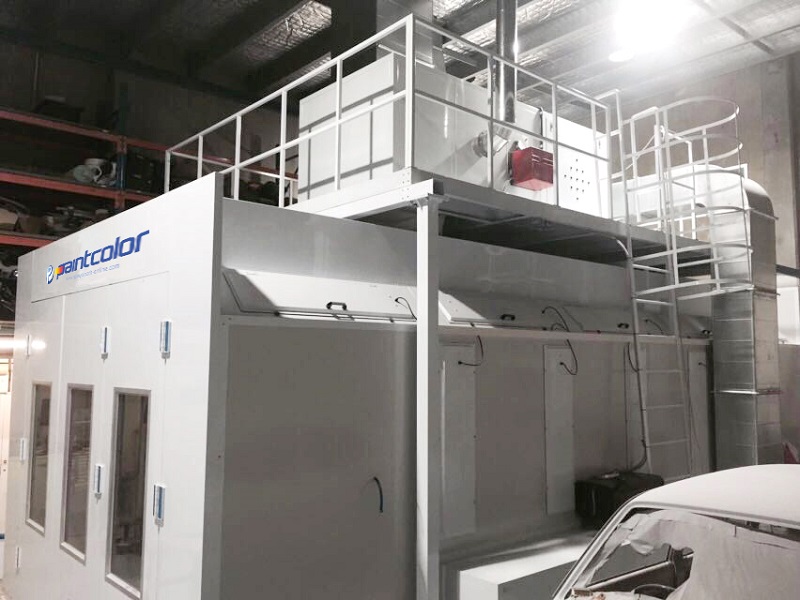 Roof mounted fan system custom paint booth in Australia