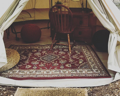 bell tent rug glam camp