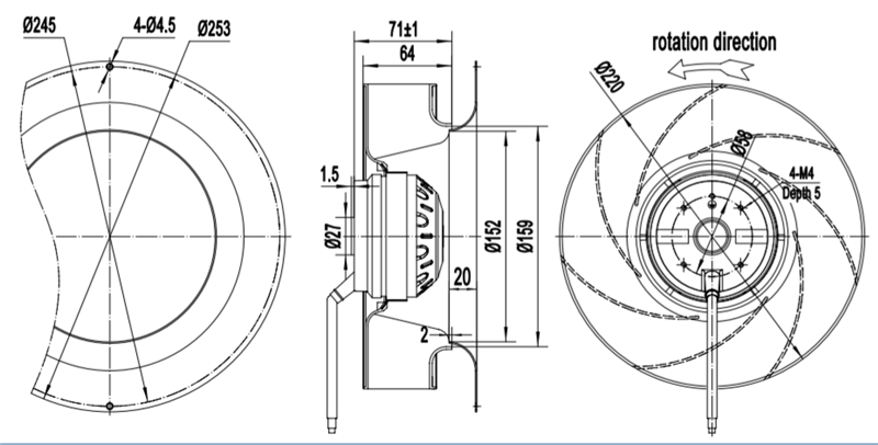Small centrifugal fan