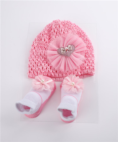 Newborn Girl Hat and Sock Set