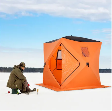 Ice fishing tent glam camp