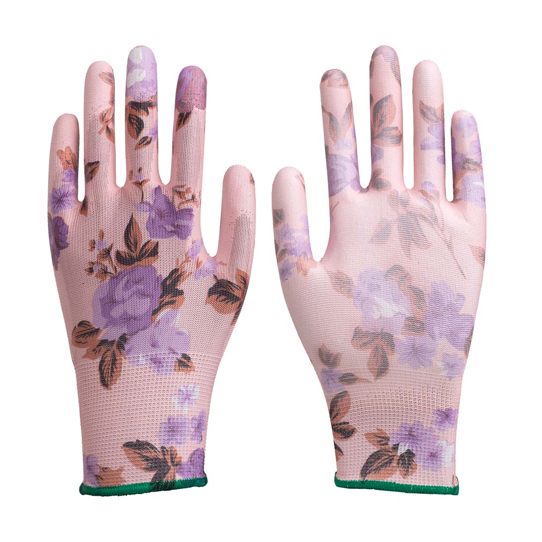 13G printed polyester glove PU palm coated