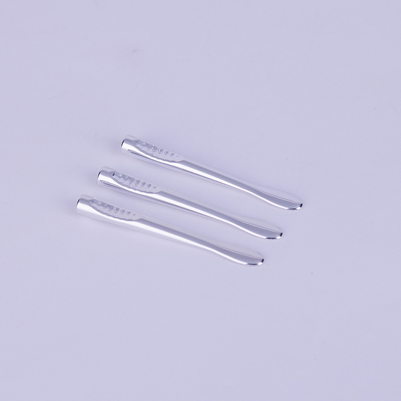 Silver Round Tip Cosmetic Plastic Spoon