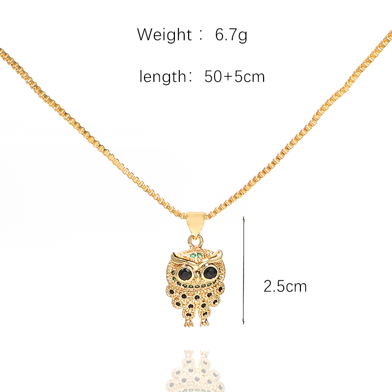 CZ Owl Necklace in Gold