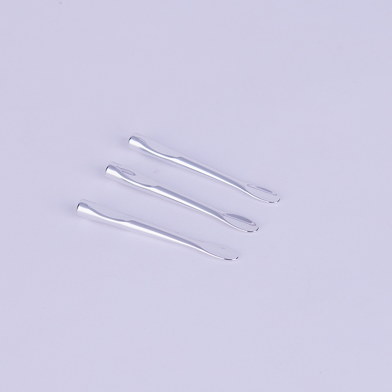 Silver Round Tip Cosmetic Plastic Spoon