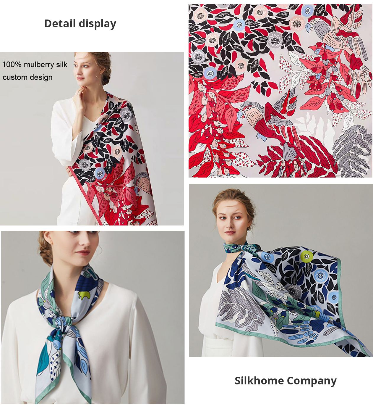 Red silk scarf | Silk scarf for hair | white silk scarf