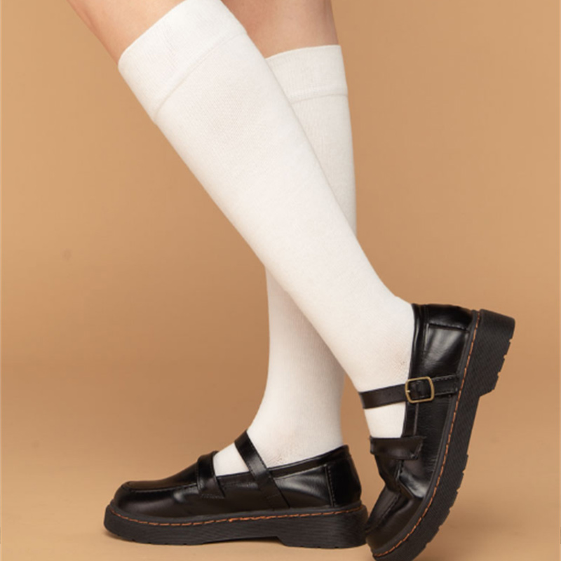Wholesale fuzzy socks knee high stockings long women socks black white grey