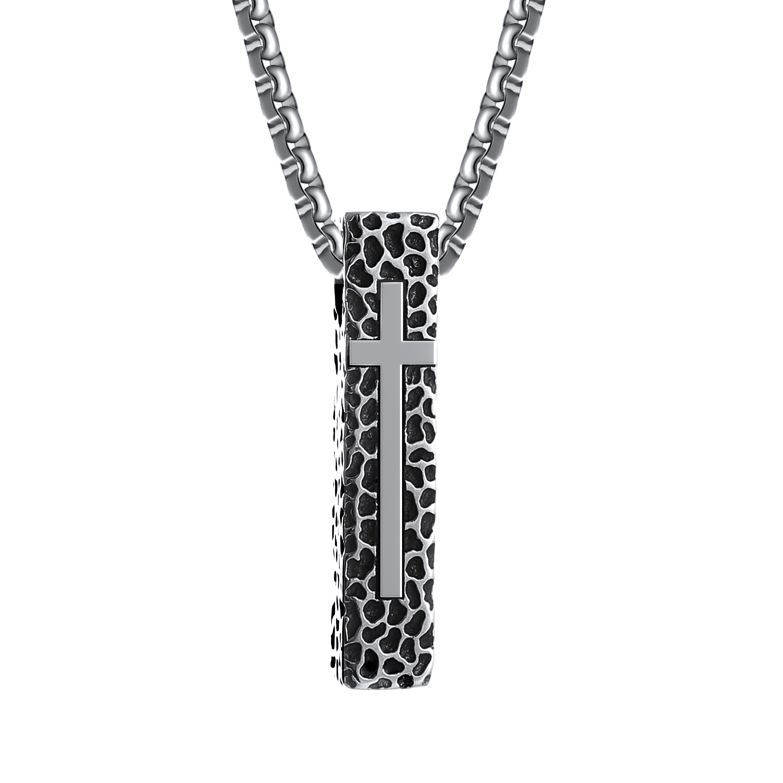 316L Stainless Steel Bar with Cross Pendant Necklace