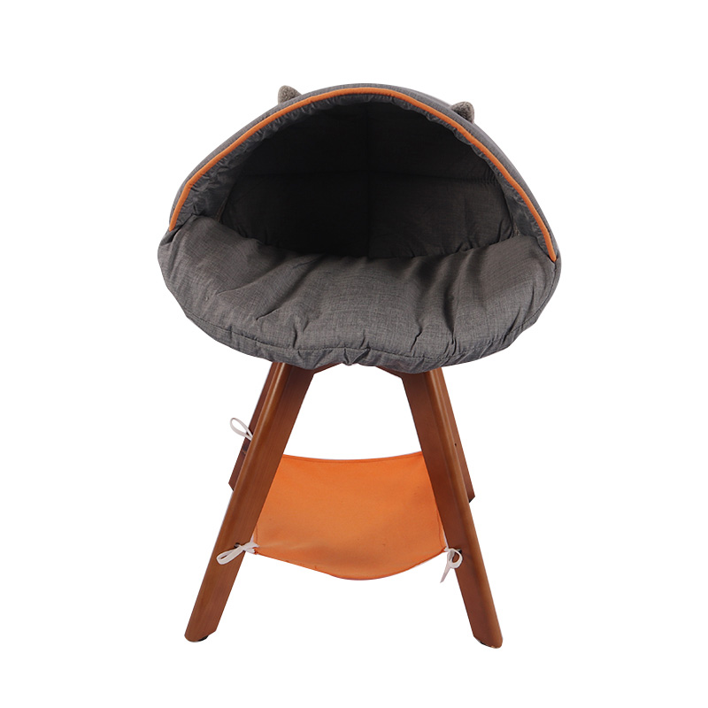 Semi-enclosed solid wood cat chair pet product