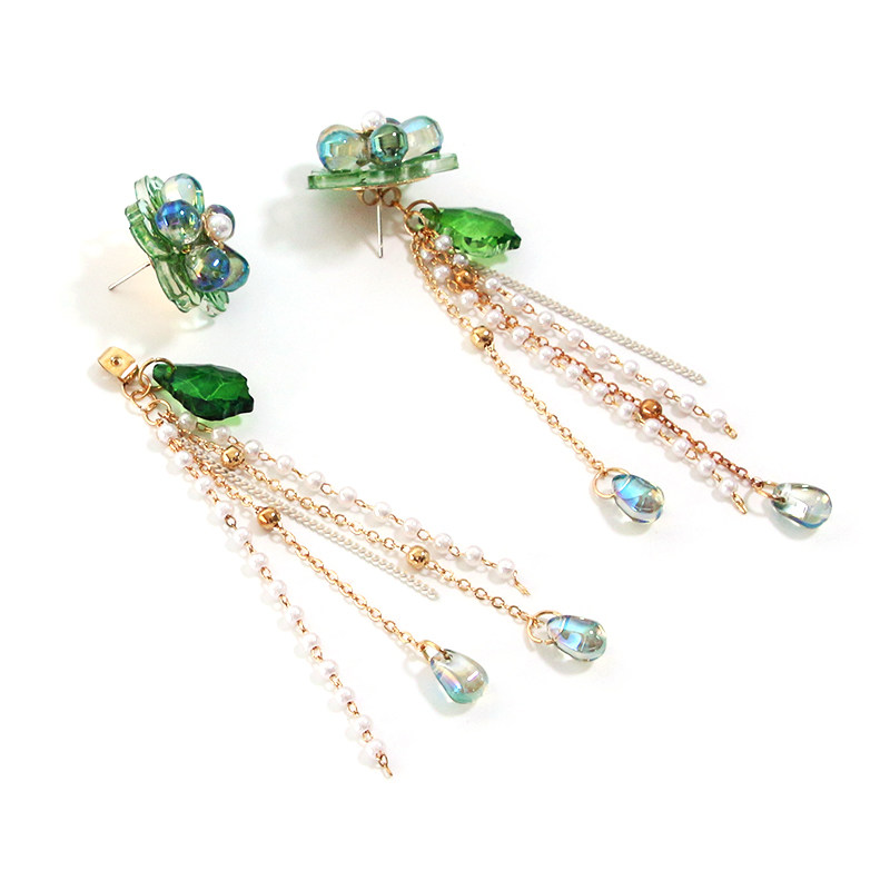 Pearl flower tassel earrings | flower tassel earrings | earrings