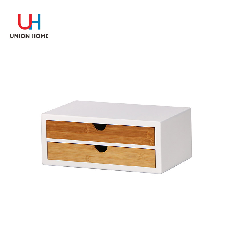 White bamboo drawer type storage box