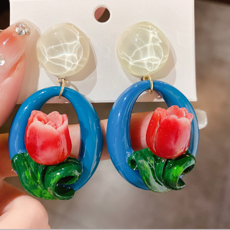 acrylic tulips earrings