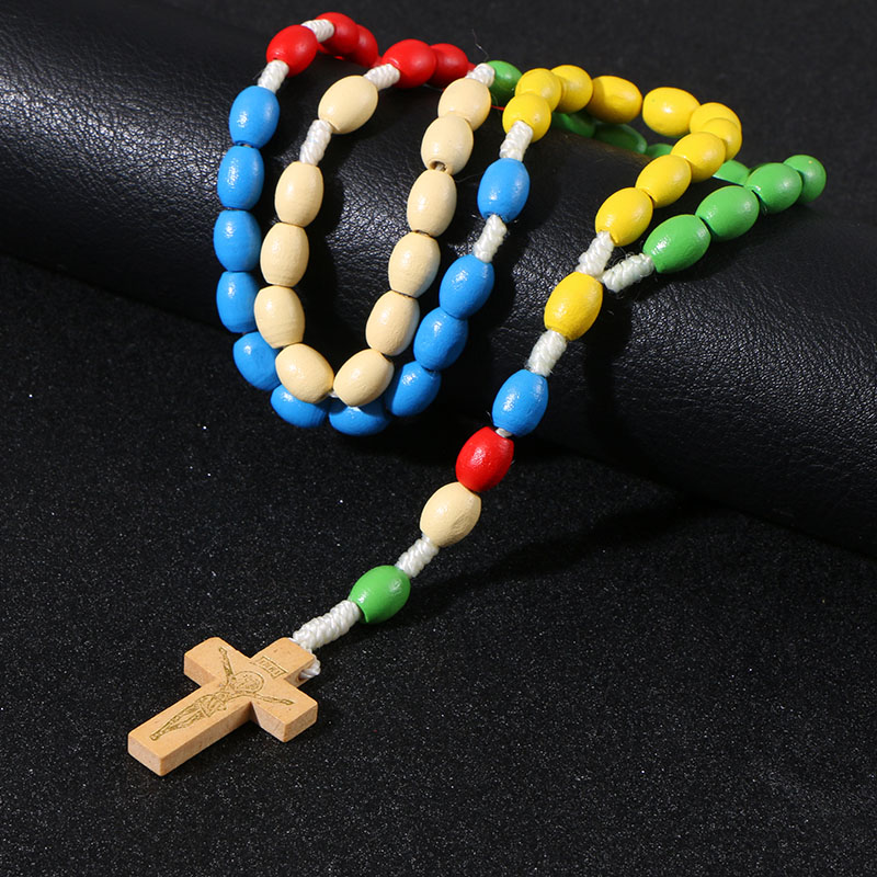 Colored Wood Beaded Rosary for kids
