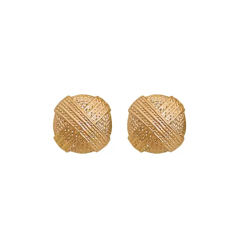 gold metal square Disc Stud Earrings