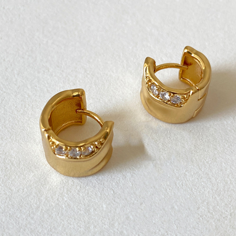 CZ Gold Chunky Hoop Earrings