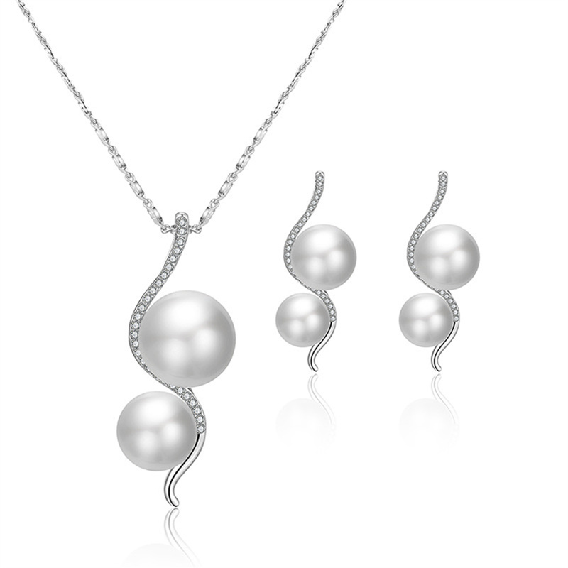 Long Pearl Pendant Necklace and Earrings sets