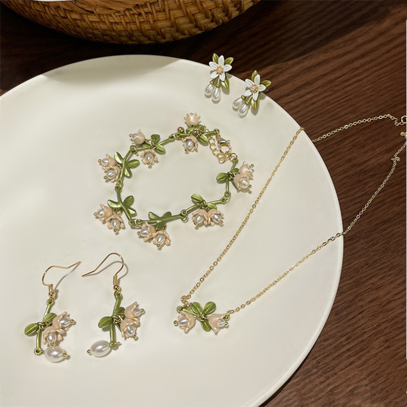 Flores Convallariae Necklace Bracelet Earrings Jewelry Set