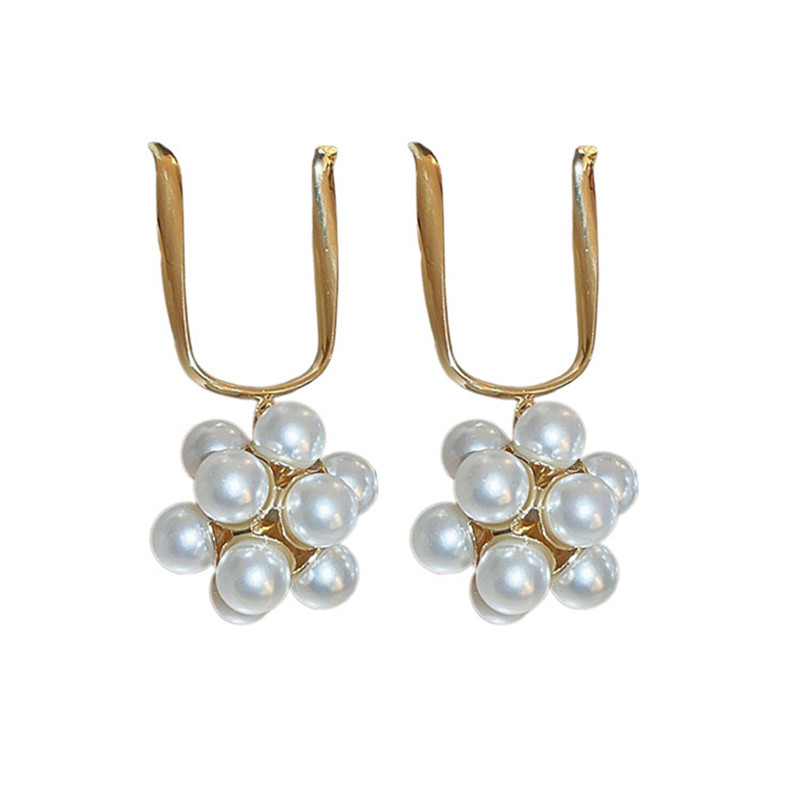 Cluster Ball Pearl Earrings Gold Plated Pearl Dangle Drop Earrings for Women
