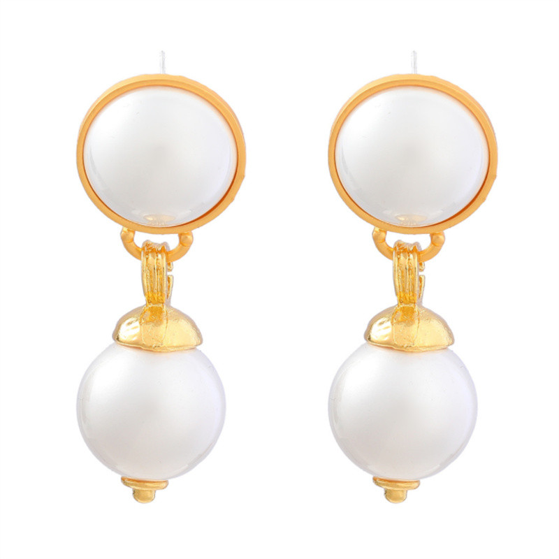 Dreamwork Gold Plated Multi-Layer Round Pearl Earrings