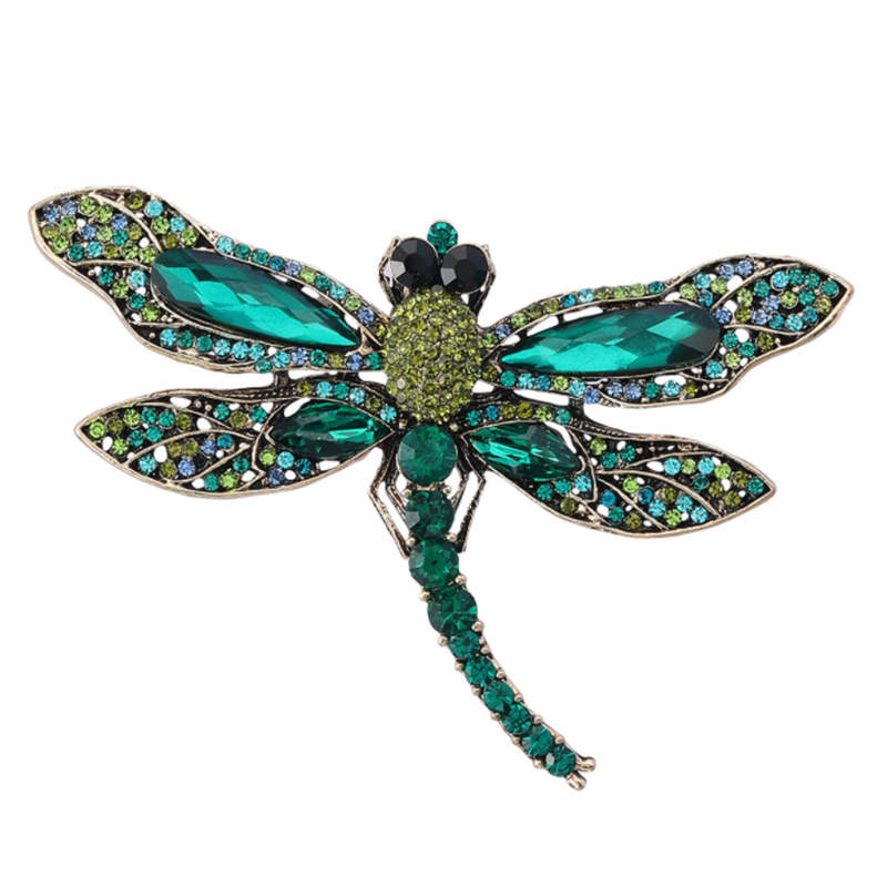 Dragonfly brooch with alloy and diamond