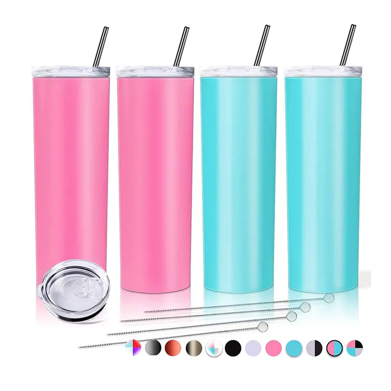 20oz stainless steel accompanying cup with slider and straw S01-0002 glam camp