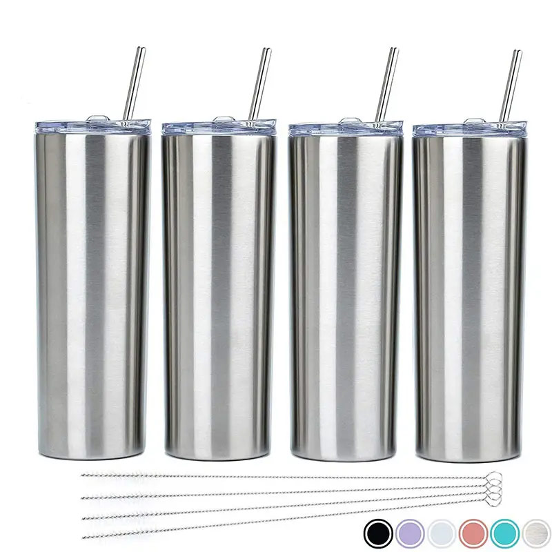 20oz stainless steel accompanying cup with slider and straw S01-0002 glam camp