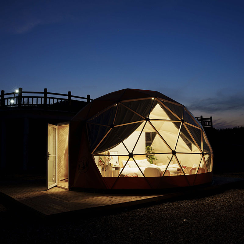 Geodesic dome tent glam camp