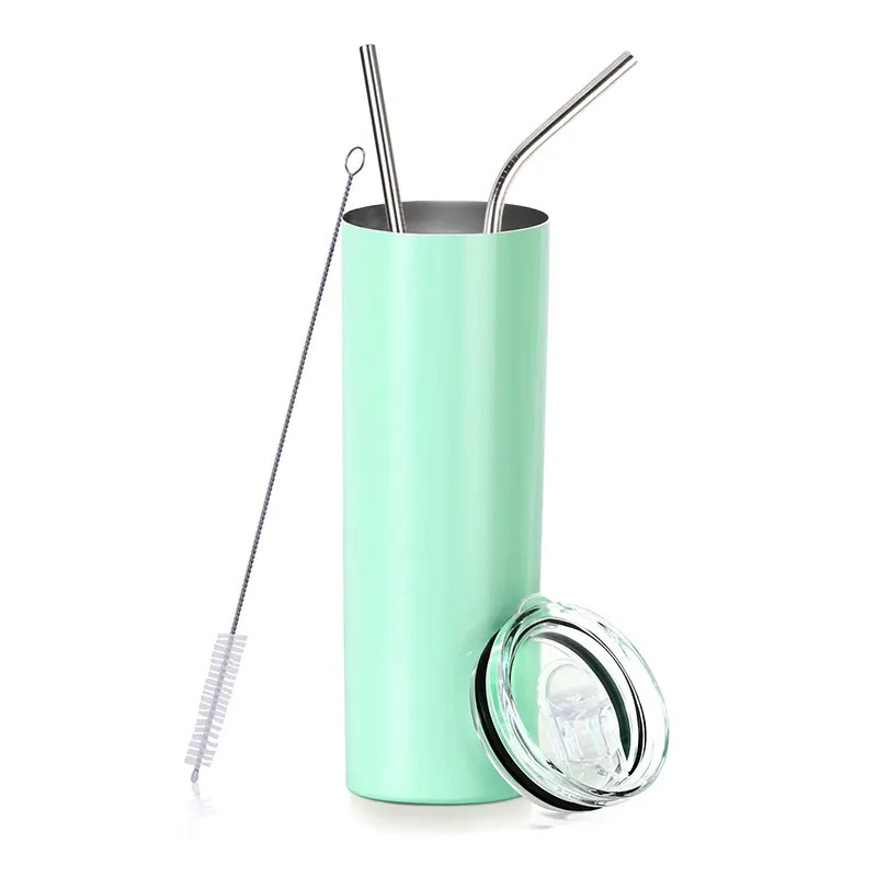 20oz stainless steel accompanying cup with slider and straw S01-0002 glam camp