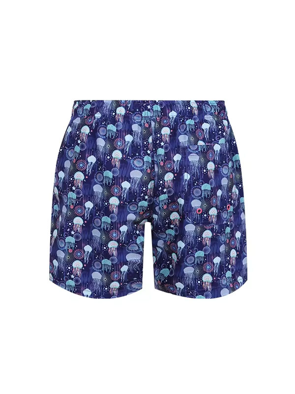 Drawstring Surf Print Beach Shorts