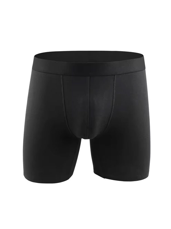 Solid Color Cotton Spandex Men's Boxer