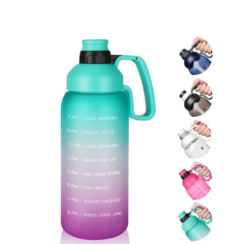 Motivational time markings workout plastic drinking poly-clear 24oz fitness bottles P03-0151 glam camp