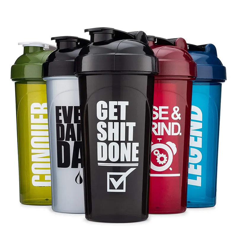 Wholesale gym bpa free plastic custom logo shaker bottle  P01-0042 glam camp