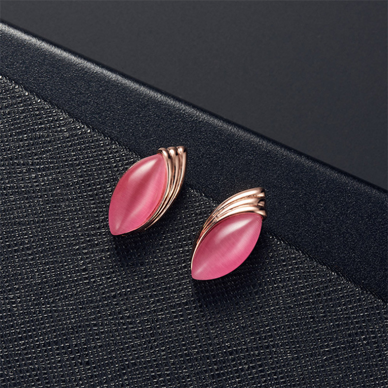 Fushia opal earring studs