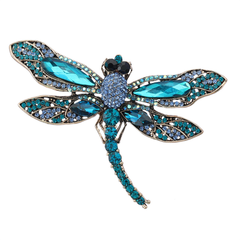 blue diamond enamel dragonfly brooches pins