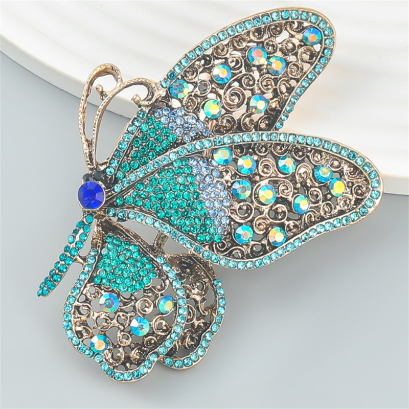 Blue Rhinestone Crystal Butterfly Brooch pins