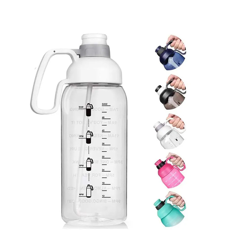 Motivational time markings workout plastic drinking poly-clear 24oz fitness bottles P03-0151 glam camp