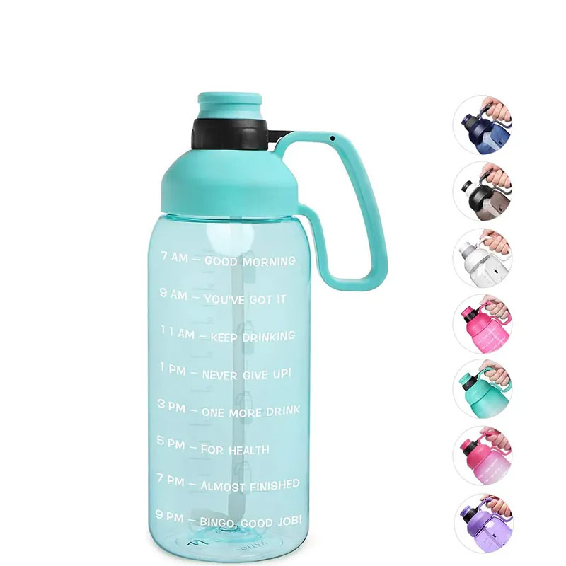 Motivational time markings workout plastic drinking poly-clear 24oz fitness bottles P03-0151 glam camp