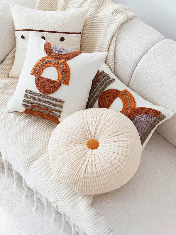 Tufted geometric pattern lumbar light luxury cushion