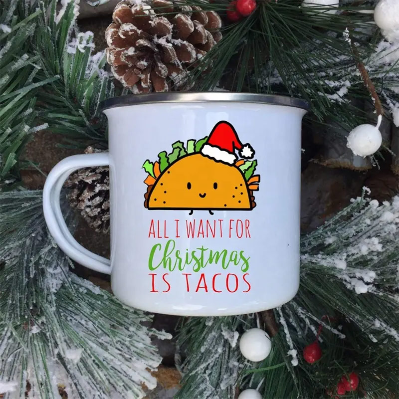 Custom christmas keepsake gift design kids mini enamel mug E01-0304 glam camp