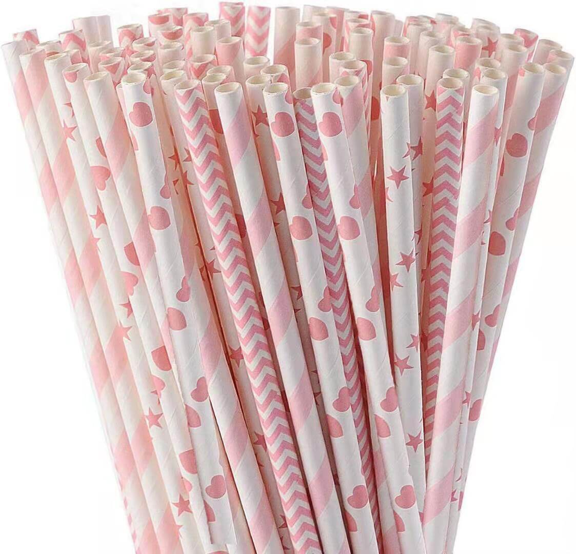 red and white paper straws