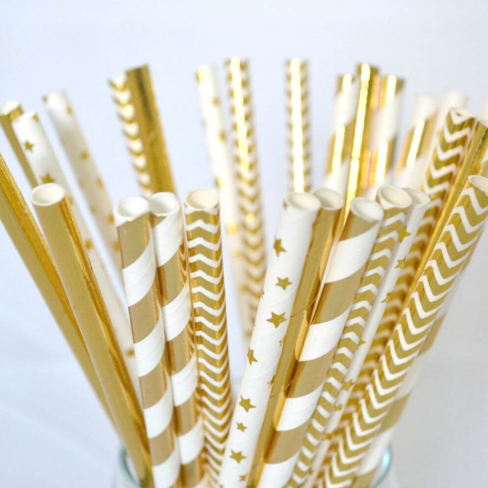 gold paper straws