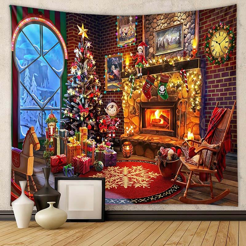 christmas fireplace backdrop