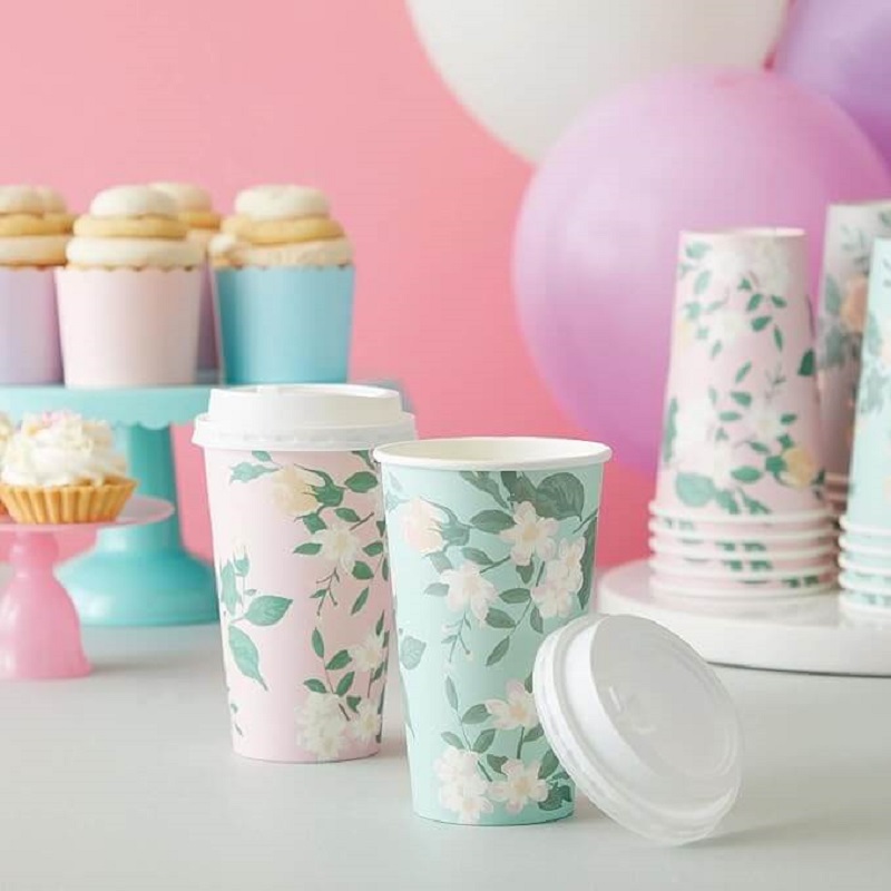 floral paper cups