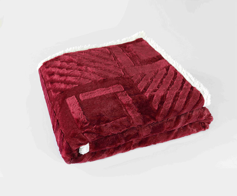 Red solid pv fur brushed blanket 1010104