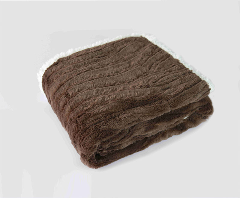 Chocolate solid PV fur brushed blanket 1010107