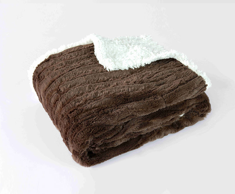 Chocolate solid PV fur brushed blanket 1010107