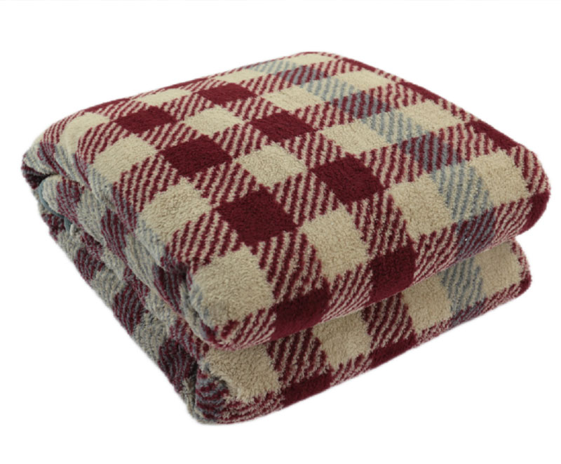 Soft tartan print lamb fleece blanket 1060220