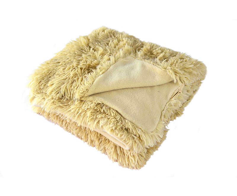 Super soft ochre PV plush fabric plus pile blanket 1010303